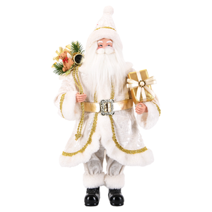 Statue de Père Noël en <span class=keywords><strong>or</strong></span> blanc tressé, Père Noël debout avec un sac de jouets pour la <span class=keywords><strong>d</strong></span>écoration <span class=keywords><strong>d</strong></span>'un lieu de mariage - Product Image 2