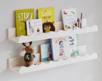 Étagères flottantes en bois personnalisables, lot de 4, sculptées, à bords festonnés, multifonctionnelles, modernes, réglables, pour le salon, la chambre des enfants/du tout-petit