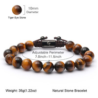 Bracelet Tendance et Élégant pour Homme en Pierres Naturelles de 10 mm : Œil de Tigre et Lapis Lazuli, Plaqué Argent, Tressé à la Main, Haute Qualité