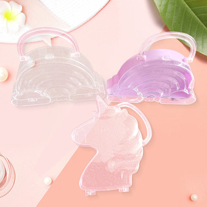 Unicorn Shape Transparent Pink Jewelry <b>Box</b> With Handle For Makeup And Accessories <b>Storage</b> Desktop Organizer - Product Image 2