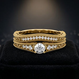Anillo de Compromiso SGARIT de Plata 925 con Engaste de Garra de Moissanita, Diseño Vintage de Filigrana, Chapado en Oro Rosa, 0.8 Quilates, Personalizado de Fábrica - Product Image 3