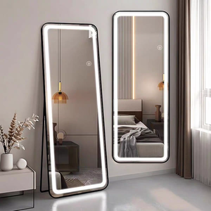 Specchio da Terra in Metallo a Figura Intera HD con Angoli Arrotondati, Specchio per Spogliatoio e Soggiorno, Design di Lusso alla Moda - Product Image 1