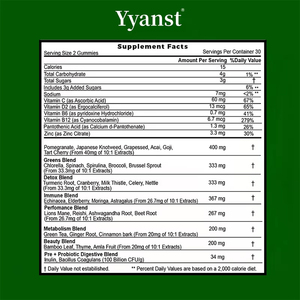 Gummies de superaliments verts à marque privée, booster d'énergie, prébiotiques, probiotiques, soutien à la digestion, nettoyage, détoxification, gummies verts - Product Image 2
