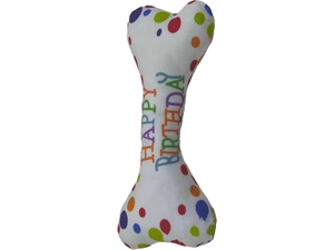 Venta al por mayor respetuoso con el medio ambiente lindo perro hueso juguetes tela chirriante Feliz cumpleaños masticar juguetes para perros - Product Image 4