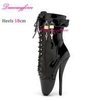 Bottines à talons hauts en acier de 18 cm, style fétiche extrême, dentelle, pour jeux SM, danseuses exotiques, bottes de ballet pour femmes