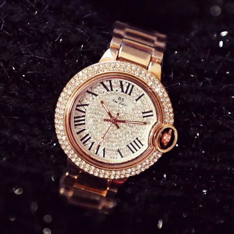 2019 BS, relojes de las mujeres alta calidad relojes de lujo llena de diamantes reloj de cuarzo femenino mujeres FA1439