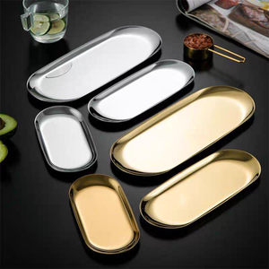 <span class=keywords><strong>Piatti</strong></span> Ovali Moderni Coreani in Acciaio Inossidabile DFTrading House, Oro e Argento, per BBQ e Uso Commerciale, Stoviglie Sostenibili in Metallo - Product Image 1