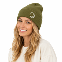 Bonnet personnalisé à revers avec logo brodé, vente en gros, chaud pour l'hiver, pour le ski et les activités de plein air, tricoté, unisexe, fournisseur OEM