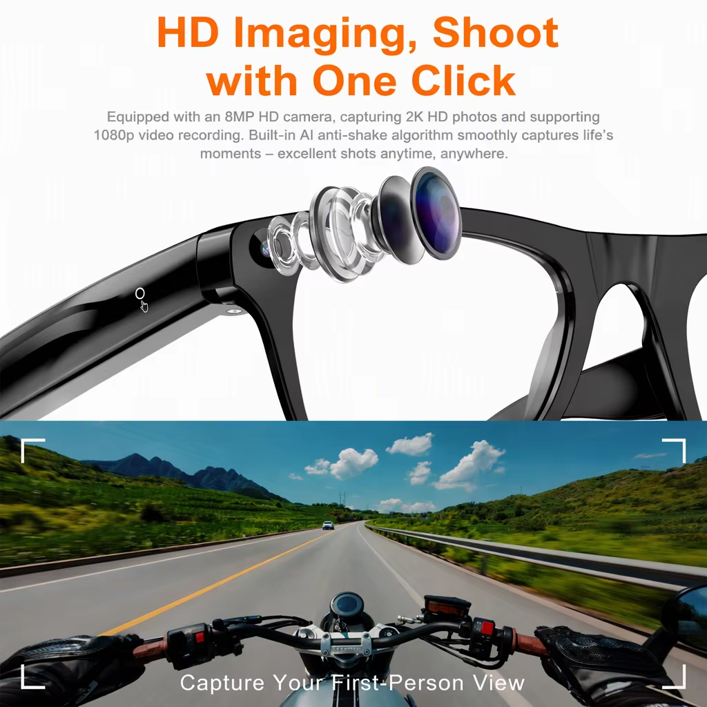 Real-Time Translation AI Smart Glasses Photo Capture Camera 8MP HD Video Recording Sunglasses Travel Sports Vlog for · image 2