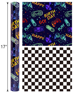 Manette de jeu bleue personnalisable au design original, joyeux anniversaire, imprimée des deux côtés, emballage en papier gravé au laser. - Product Image 6