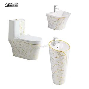 Odern-Conjunto de aseo de cerámica de lujo para el baño, set de aseo de una pieza, aseo dorado