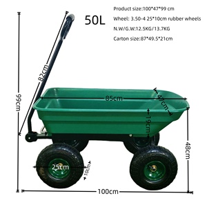 50L Outdoor Four Wheel Hand Garden <span class=keywords><strong>Dump</strong></span> <span class=keywords><strong>Cart</strong></span> Trolley <span class=keywords><strong>Wagon</strong></span> Carrier Wheelbarrow Com Puxando Handle 10 "Pneumáticos Pneus - Product Image 6