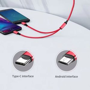 2 in 1 Data <b>Cable</b> 5V 2.4A Type C <b>Micro</b> <b>USB</b> Fast Charging <b>Cable</b> 1.2M Nylon Braid Mobile Phone <b>Cable</b> - Product Image 5