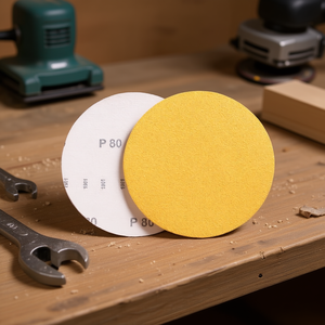 Disco de Lijado con Velcro Dorado P80 de 150 mm para Pulir Madera y Metal - Product Image 3
