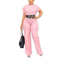 Ensemble décontracté deux pièces pour femme printemps/été – Hauts amples à manches courtes et shorts de couleur unie – Respirant, séchage rapide, écologique