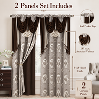 Ensemble de rideaux jacquard personnalisés avec cantonnière intégrée, passe-tringle, pour chambre et salon, lot de 2 panneaux