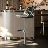 Tabouret de bar pivotant réglable en hauteur, style italien, luxe léger, moderne, pour usage domestique, chaise en métal et tissu