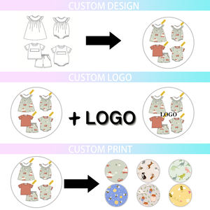 लड़कियों के लिए केरुई नरम बांस की बुना हुआ रोमर स्कर्ट, कैजुअल प्रिंट शैली के कंधे पर 0-3 6-9 9-12 महीनों के लिए बंद - Product Image 5