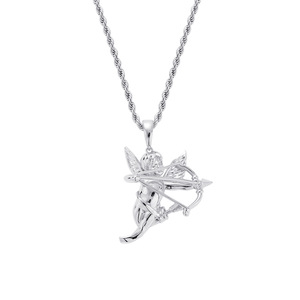 Collier Pendentif Ange Cupidon en Cuivre et Zircon, Bijou Hip Hop, Flèche d'Amour, Accessoire de Mode Street <span class=keywords><strong>Rap</strong></span> pour Hommes et Femmes - Product Image 3