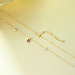 Collier pendentif CANNER en argent sterling 925 plaqué or 18 carats avec zircon cubique rouge et bleu pour femmes - Product Image 2