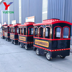 Train touristique électrique <span class=keywords><strong>de</strong></span> style vintage YUETON, train sans rails pour enfants et adultes, équipement d'amusement pour les zoos et les zones touristiques - Product Image 5