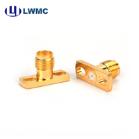 LWMC SMA Flange Mounted Jack 1.30 Max Berlapis Emas Jarak Tengah 8.64 hingga 12.2mm Receptacle dengan 0. PIN 38mm