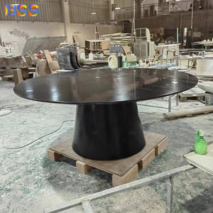 مكتب أسود مستدير لغرفة الاجتماعات مؤتمر مجلس الإدارة مخصص حجر رخامي كبير دائري تصميم مكتب - Product Image 4