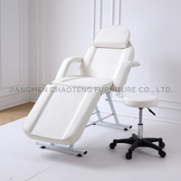Fauteuil de massage électrique pliable multifonctionnel à 3 sections en cuir PU, éponge haute densité, cadre en acier, design moderne pour la beauté