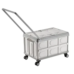 Boîte <span class=keywords><strong>de</strong></span> <span class=keywords><strong>rangement</strong></span> pliable pour le camping avec roues, boîte d'organisation portable pour pique-nique en plein air, chariot <span class=keywords><strong>de</strong></span> courses en plastique PP pour voiture - Product Image 6