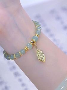 2022 Fashion Jewelry Wholesale Natural 8MM Crystal Gemstone Tumble <b>Beads</b> <b>Gold</b> Leaf Handmade Link <b>Bracelet</b> for Women - Product Image 6