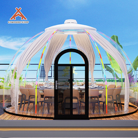 Dôme géodésique préfabriqué rond en polycarbonate PC Kawagebo Kamp (KK) 4,8 m / 15,75 pi, type igloo, 18 ㎡   Hôtel-bulles de glamping