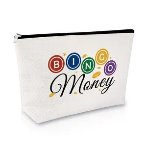 Custom Bingo Make Up Bag Wholesale Bingo Letter Cosmetic Bag Canvas Bingo Game Travel Toiletry Bag