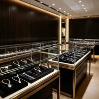 Vitrine à bijoux en verre personnalisée avec éclairage LED, comptoir d'exposition durable pour magasin de détail