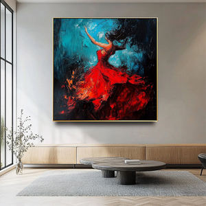 Décoration d'intérieur, peinture à l'huile sur toile faite à la main, moderne, femme en robe rouge espagnole, danseuse de <span class=keywords><strong>flamenco</strong></span>, art mural - Product Image 5