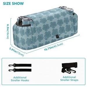 Sac de rangement pour poussette grande capacité à imprimé floral Hau bleu Hawaï, sac à couches pour bébé avec sangles - Product Image 3