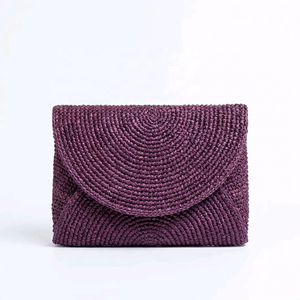 Sac à bandoulière léger en raphia tressé violet, motif géométrique, style bohème, pour femme, idéal pour les vacances d'été - Product Image 1
