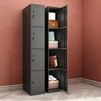 Armoire moderne à 4 portes en acier verrouillable, gain de place, portable, pour la maison et la chambre d'étudiant, avec un grand espace de rangement