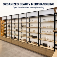 Étagère de présentation de cosmétiques à plusieurs niveaux en métal, directement de l'usine, pour salon de beauté, présentoir personnalisé pour salon de beauté