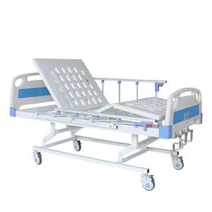 3 Cranks 3 Functions Height Adjustable Medical Clinic with Casters Folding Patient Nursing Manual Hospital Bed