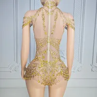 Combinaison transparente en maille scintillante pour femmes, sexy, tendance, pour soirée, club, spectacle de drag queen, costume de spectacle