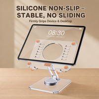 Delikli Isı Dağıtımlı Katlanabilir Tablet Standı 360 Derece Dönebilen Akrilik Alüminyum Alaşımlı 4KG Çift Çubuklu Ayarlanabilir Ofis İçin OEM Toplu