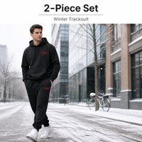 Ensemble de survêtement unisexe d'hiver personnalisé avec logo imprimé, 2 pièces, polyester/coton lourd, écologique, respirant, coupe-vent, décontracté
