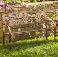 Banc de jardin en métal vert antique personnalisable pour l'extérieur - Sièges décoratifs résistants aux intempéries pour patio, cour et parc