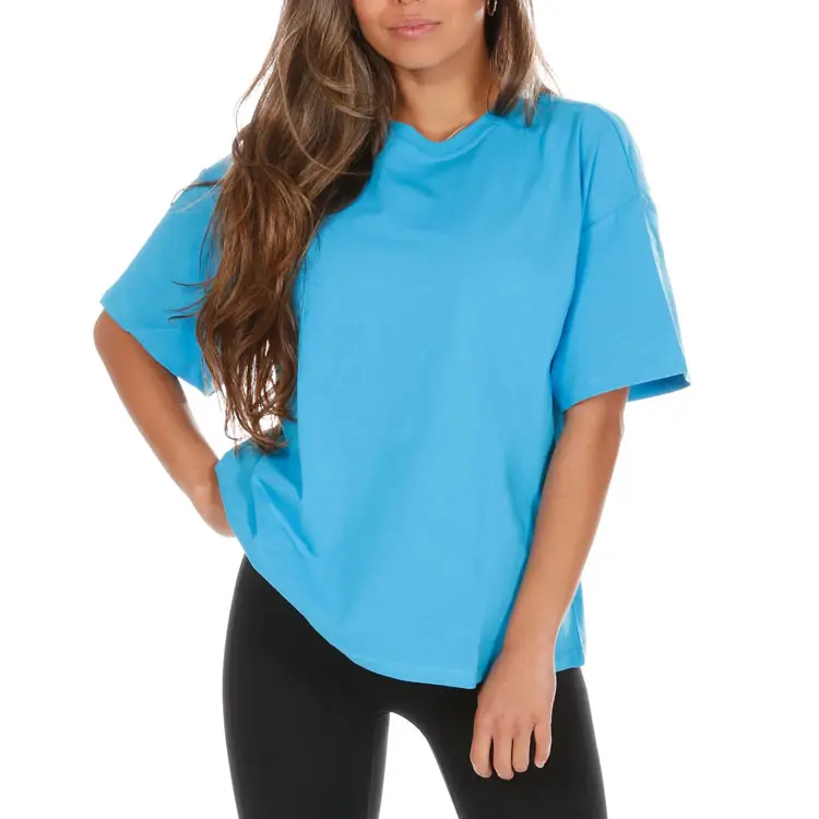 Camisetas deportivas de gran tamaño para mujer, Material suave y transpirable, cuello redondo, cómodas, de alta calidad, venta directa de fábrica