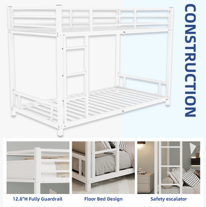 Двухъярусная кровать в стиле модерн середины века, регулируемая, металлическая, с двумя односпальными кроватями, усиленная металлическая решетка для взрослых, детей и подростков - Product Image 4