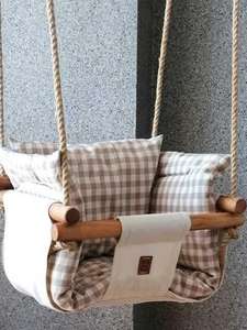 Hamac balançoire en bois pour bébé, jouets de balançoire à dos haut, <span class=keywords><strong>cadeau</strong></span> de <span class=keywords><strong>premier</strong></span> anniversaire - Product Image 5