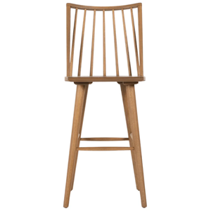 Tabouret de bar haut durable Lewis Windsor en bois de chêne, cuir véritable, lin et coton pour bar à domicile et salle à manger - Product Image 3