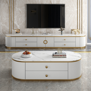 Living Room Furniture Round <strong>Oval</strong> Shaped <strong>Tv</strong> <strong>Stand</strong> Cabinet and Coffee Table Set Luxury White Modern <strong>Tv</strong> <strong>Stands</strong> - Product Image 1
