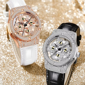 OFNS 1605 New Fashion Women's <strong>Quartz</strong> Watches Fashion Diamond <strong>Rotating</strong> Dial Creative Leisure Waterproof Fashion Watches - Product Image 2