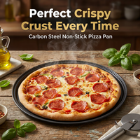 Panci Pizza Baja Karbon Langsung dari Pabrik, Anti Lengket Ganda, Berlubang, Aman untuk Oven, Food Grade, 23-31.5cm, OEM ODM, Logo Custom, Grosir